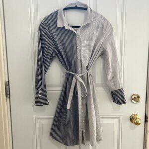Topshop striped shirtdress with back cutout, contrasting colours